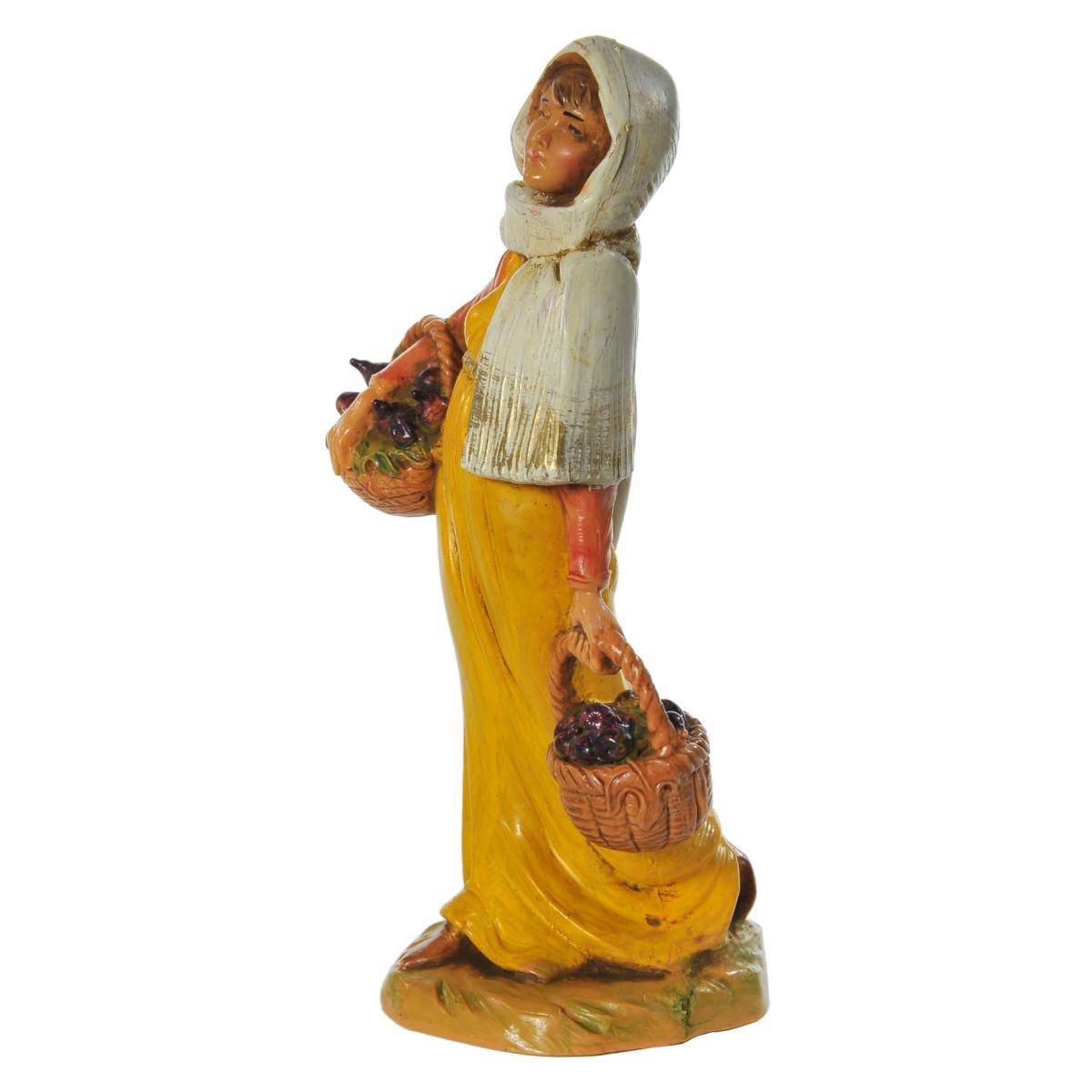Statua cm.12 Pastorella con Ceste Fichi | Fontanini