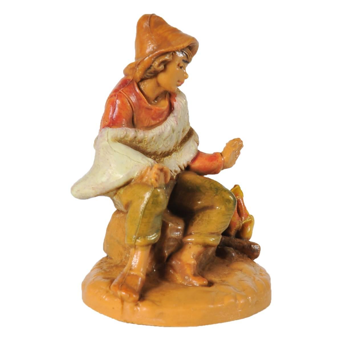 Statua cm.6,5 Pastore Seduto con Fuoco | Fontanini