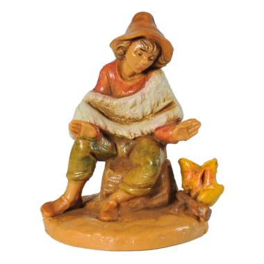 Statua cm.6,5 Pastore Seduto con Fuoco | Fontanini