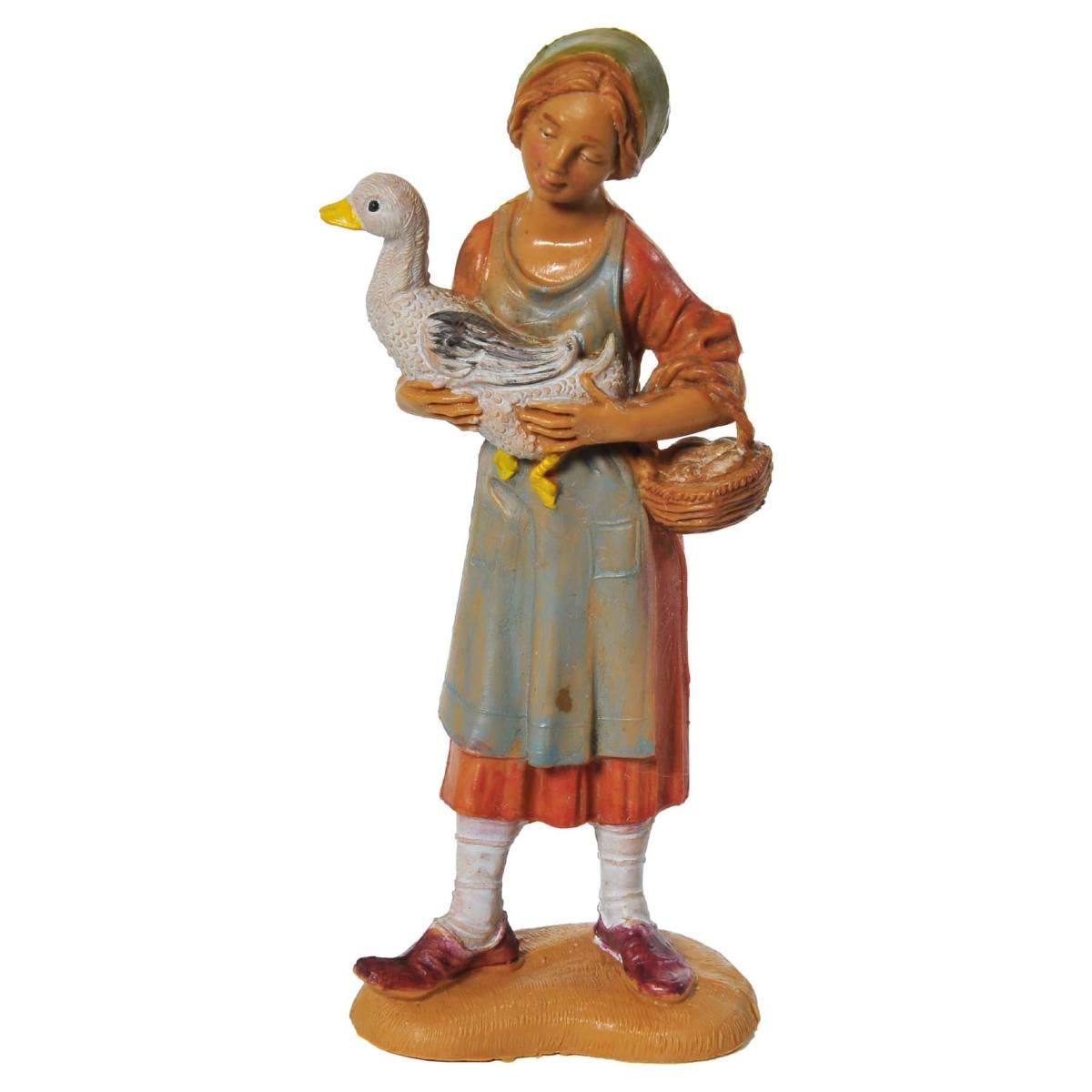 Statua cm.10 Pastorella con Oca | Fontanini