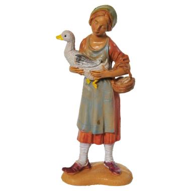 Statua cm.10 Pastorella con Oca | Fontanini