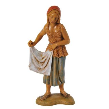 Statua cm.10 Pastorella con panno | Fontanini