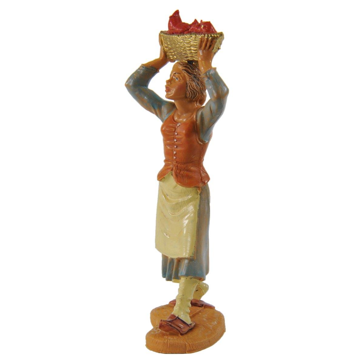 Statua cm.10 Pastorella con Cesta di Frutta Sopra la Testa | Fontanini