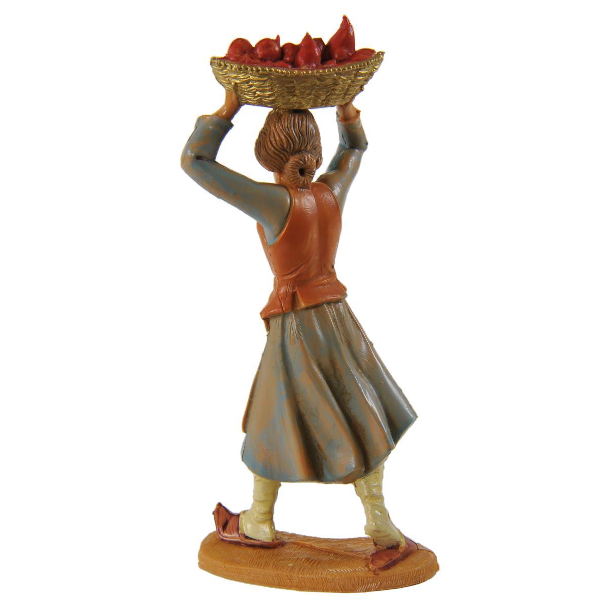 Statua cm.10 Pastorella con Cesta di Frutta Sopra la Testa | Fontanini