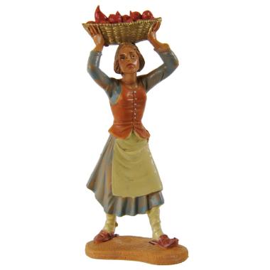 Statua cm.10 Pastorella con Cesta di Frutta Sopra la Testa | Fontanini