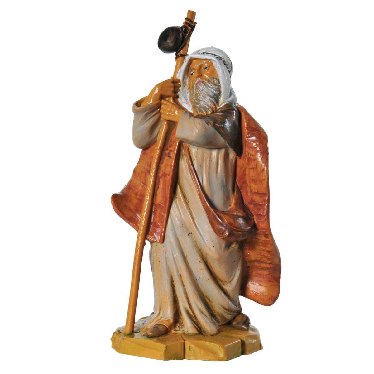 Statua presepe 12 cm pastore con bastone