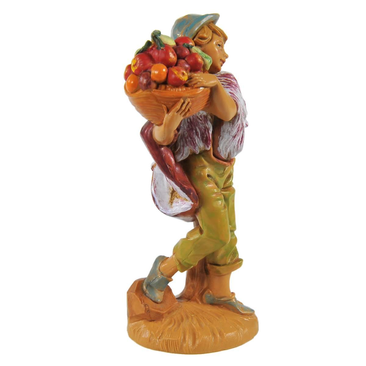 Statua cm.12 Pastore con Cesta di Frutta | Fontanini