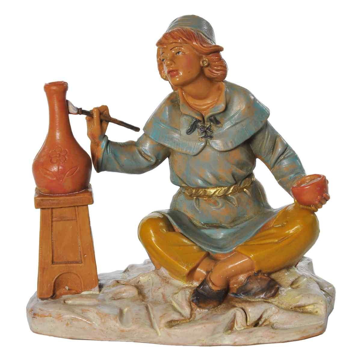 Statua cm.12 Pastore Seduto che Dipinge | Fontanini