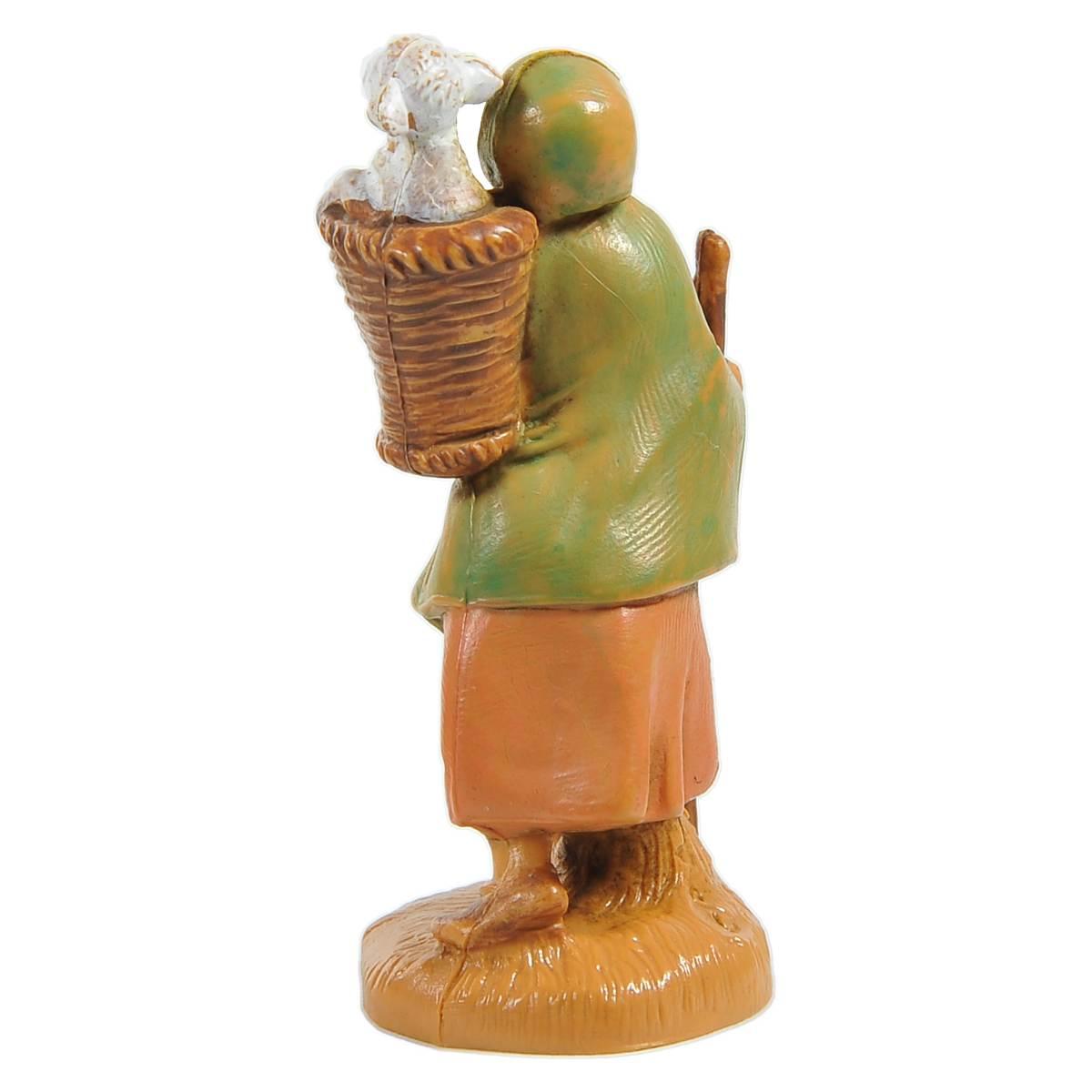 Statua cm.6,5 Pastorella con Pecora sulle Spalle | Fontanini