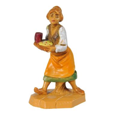 Statua cm.6,5 Pastorella con Vassoio | Fontanini