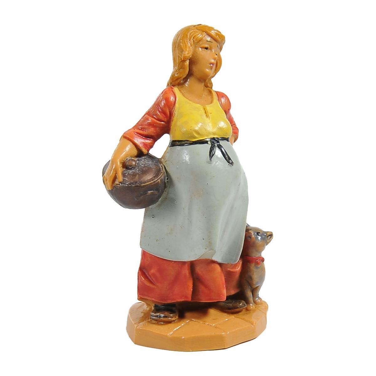 Statua cm.6,5 Pastorella Incinta con Gatto | Fontanini