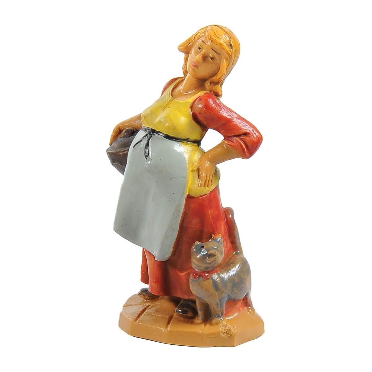 Statua cm.6,5 Pastorella Incinta con Gatto | Fontanini