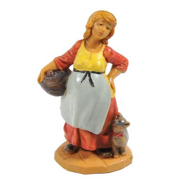 Statua cm.6,5 Pastorella Incinta con Gatto | Fontanini
