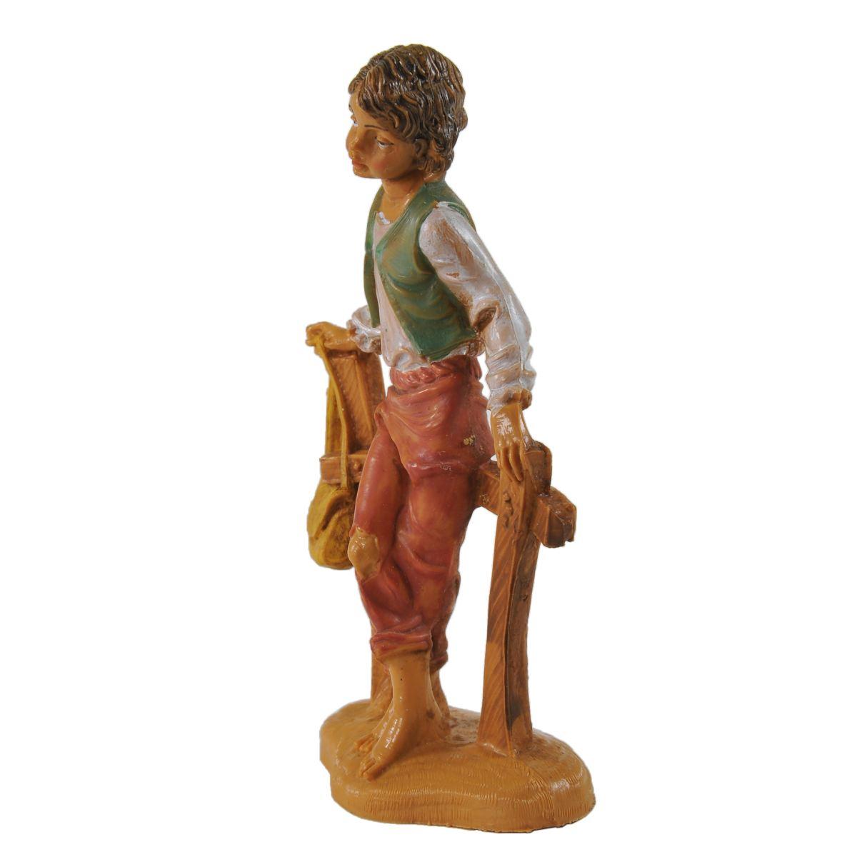 Statua presepe 10 cm pastore con staccionata