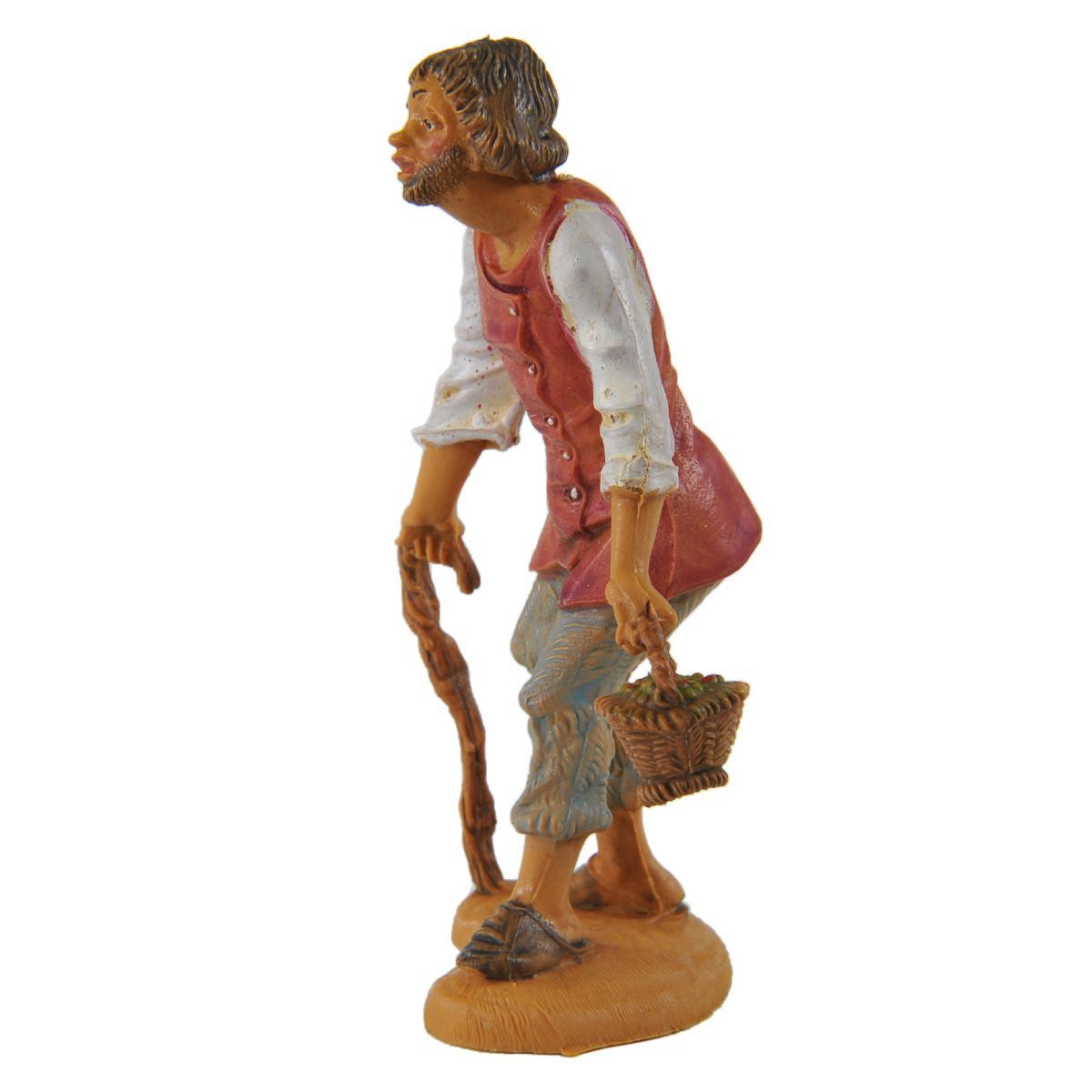 Statua cm.10 Pastore con Canestro di Frutta | Fontanini