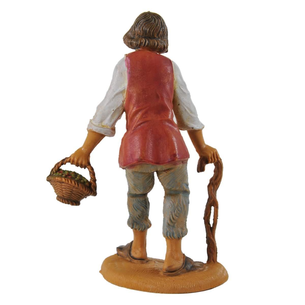 Statua cm.10 Pastore con Canestro di Frutta | Fontanini