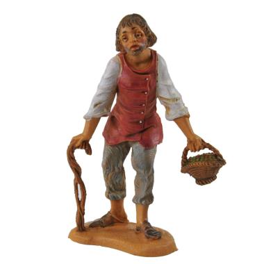 Statua cm.10 Pastore con Canestro di Frutta | Fontanini