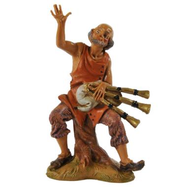 Statua cm.10 Pastore Seduto con Zampogna | Fontanini
