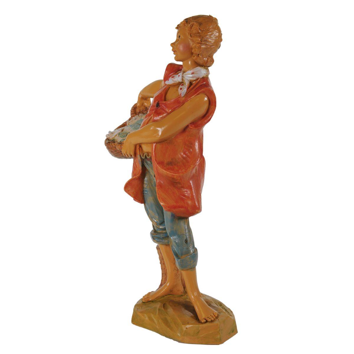 Statua cm.19 Pastore con Cesta di Pesce | Fontanini