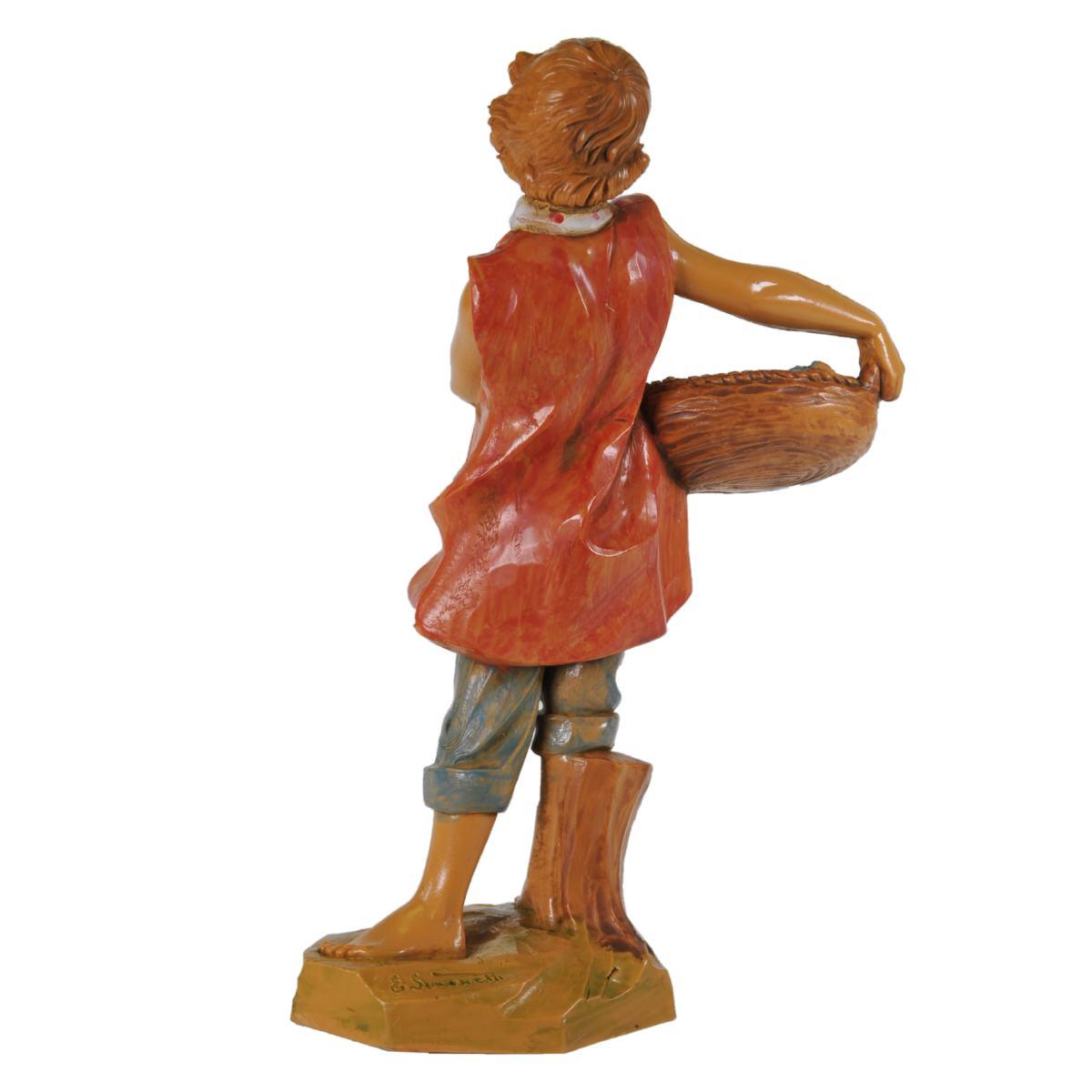 Statua cm.19 Pastore con Cesta di Pesce | Fontanini