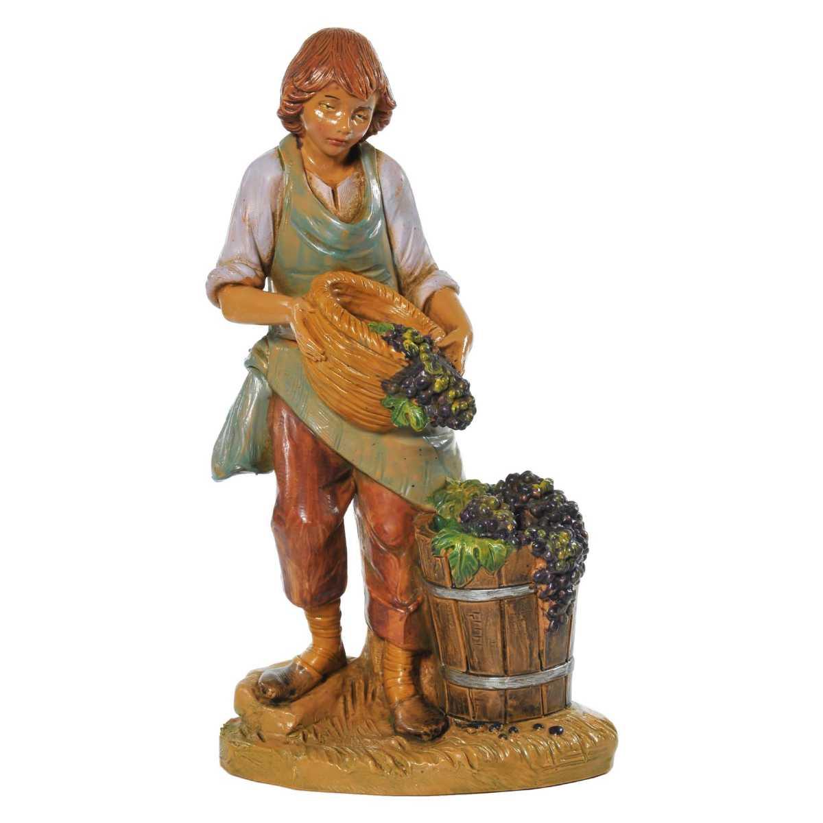 Statua cm.19 Pastore Vendemmiatore con Uva | Fontanini