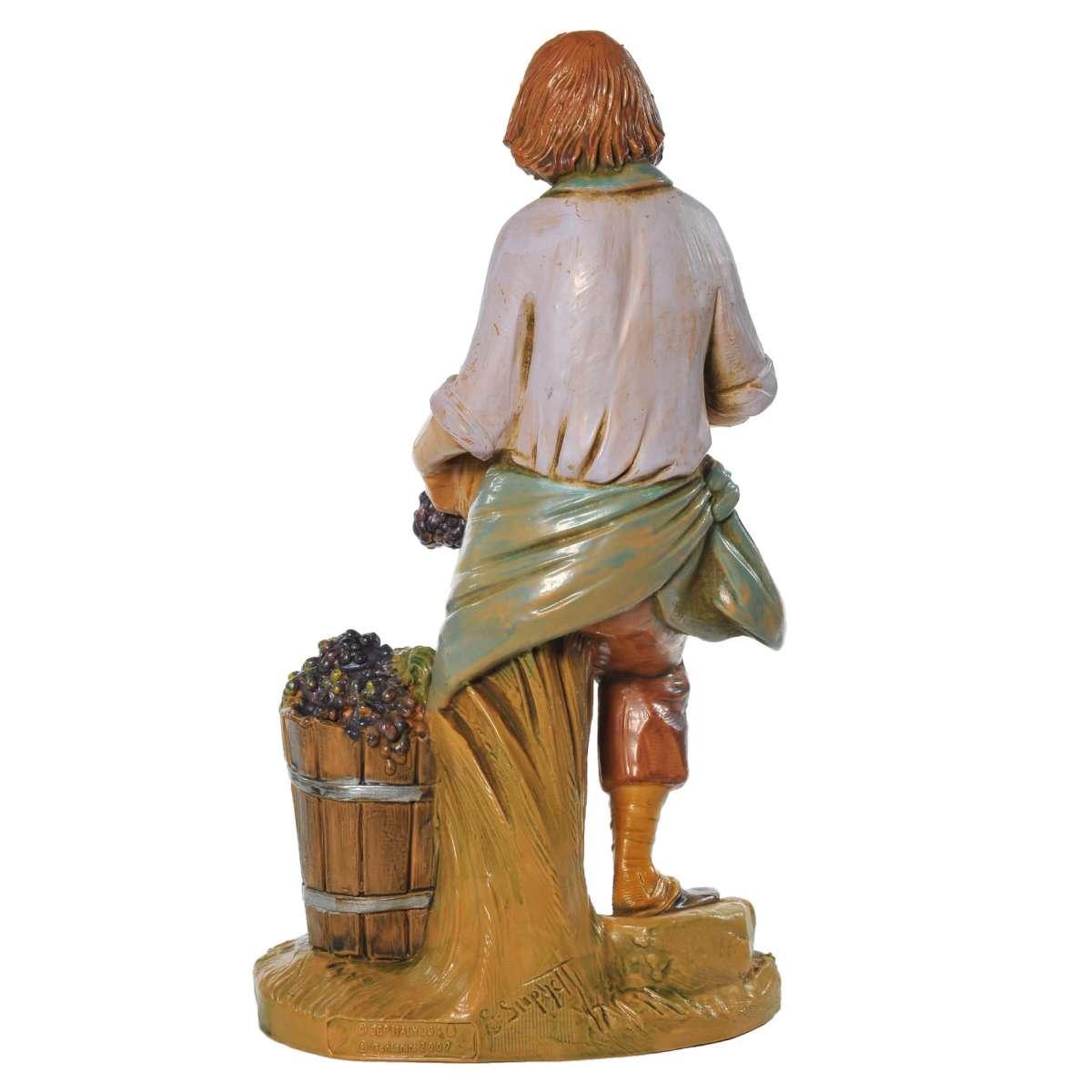 Statua cm.19 Pastore Vendemmiatore con Uva | Fontanini