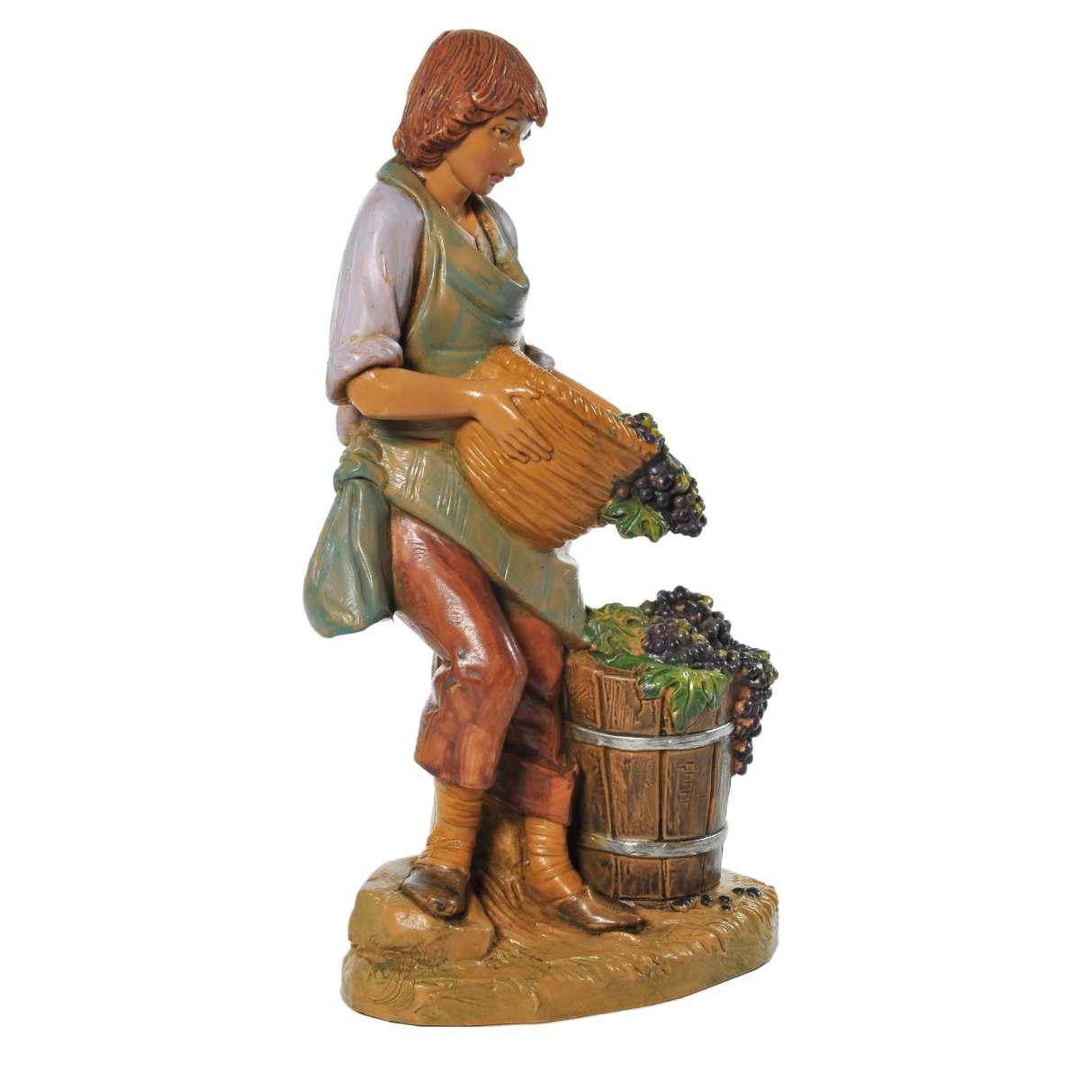 Statua cm.19 Pastore Vendemmiatore con Uva | Fontanini