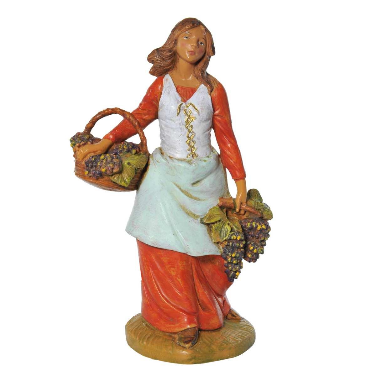 Statua cm.19 Pastorella con Uva | Fontanini