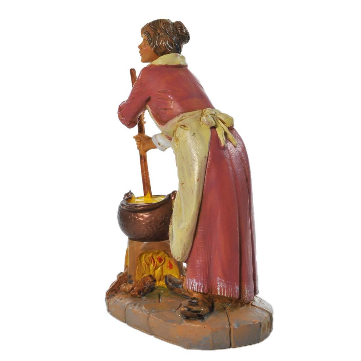 Statua presepe 19 cm donna con pentola