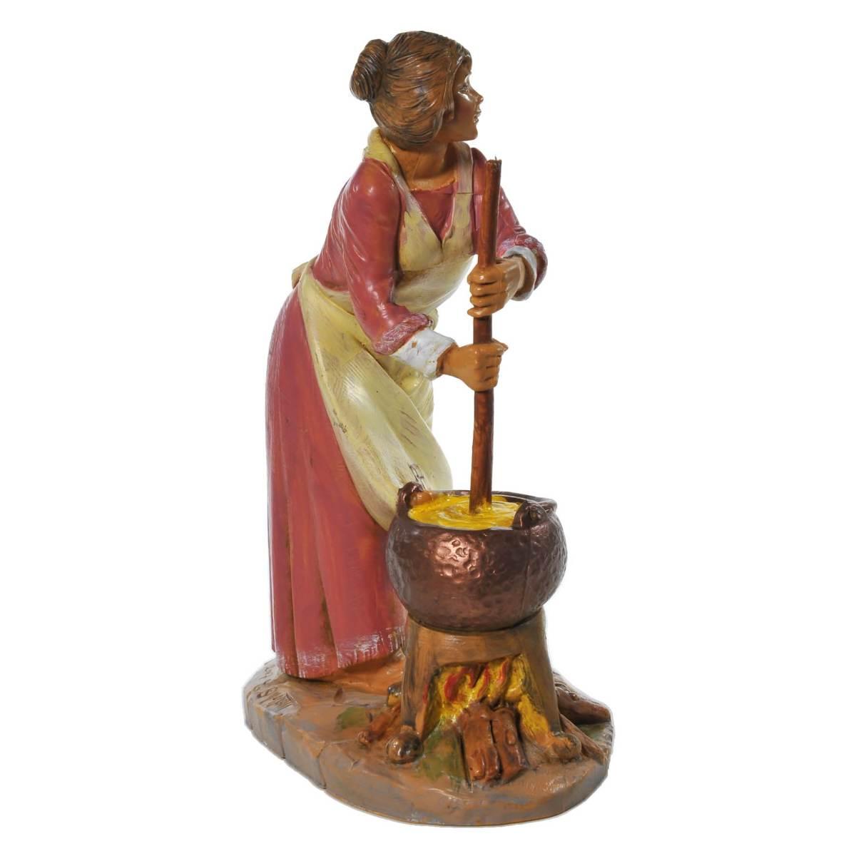 Statua presepe 19 cm donna con pentola