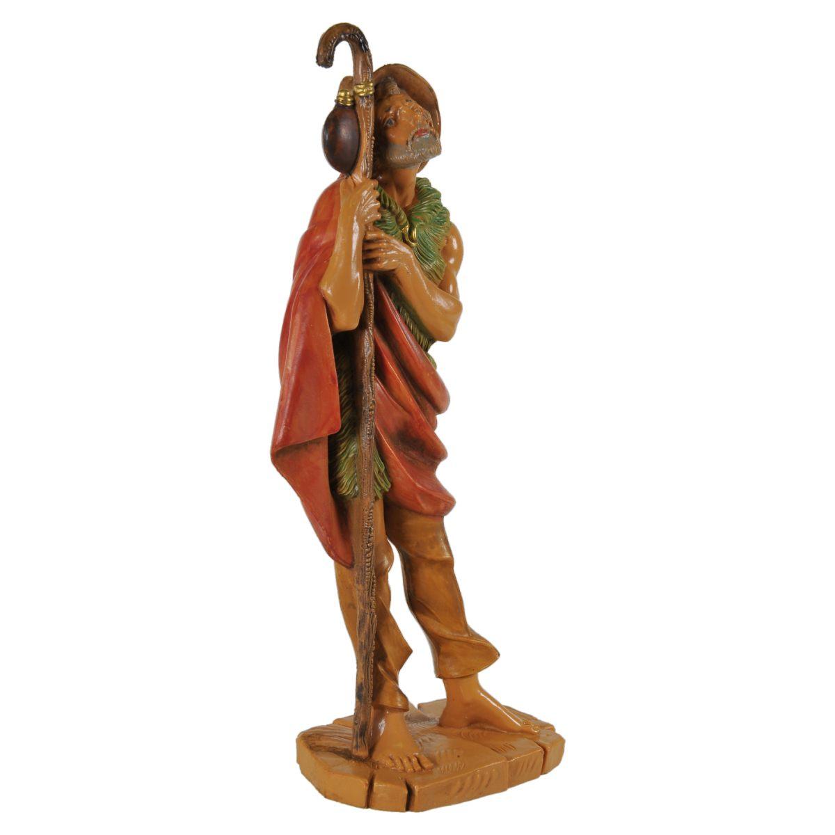 Statua cm.19 Pastore con Bastone e Mantello | Fontanini