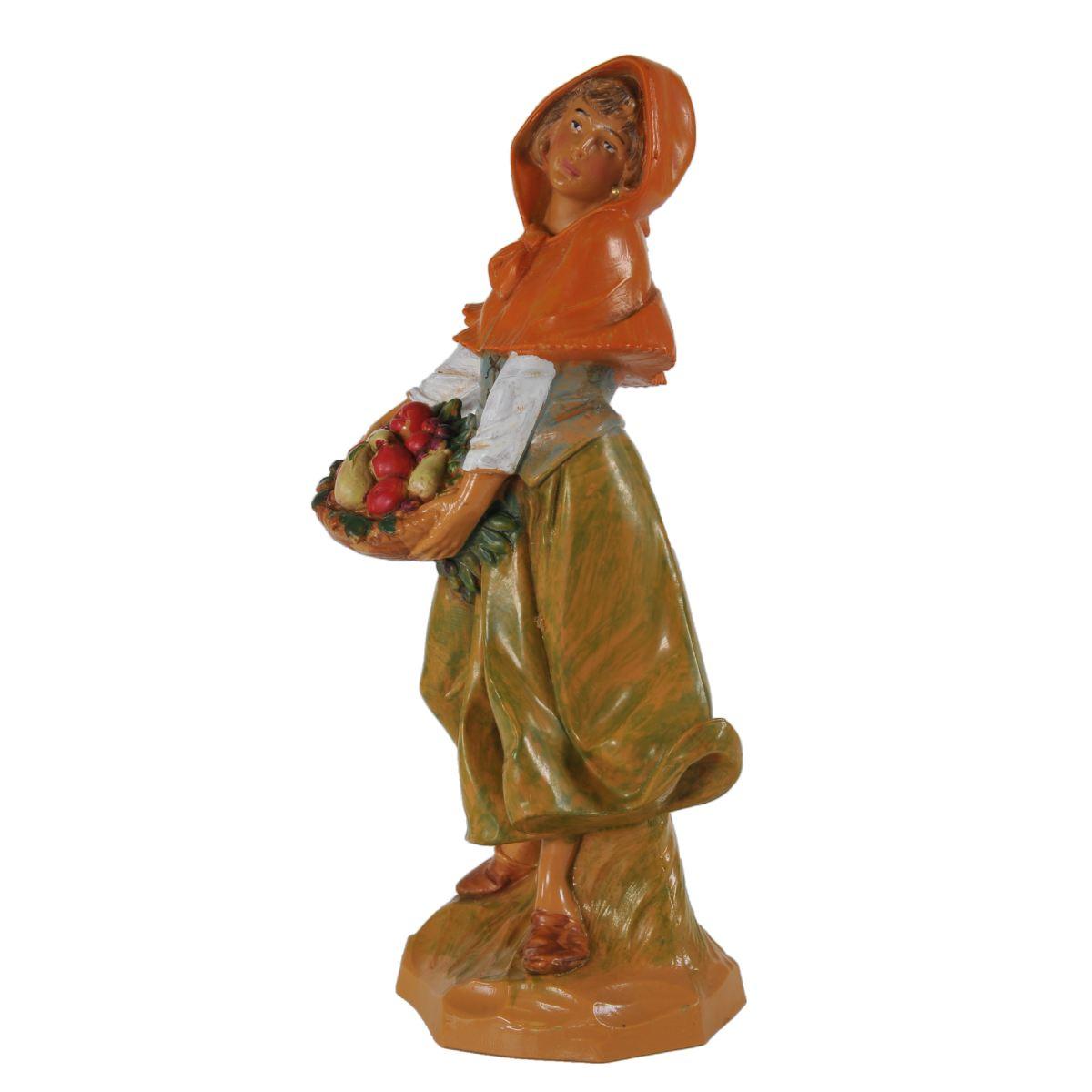 Statua cm.19 Pastorella con Cesta di Frutta | Fontanini