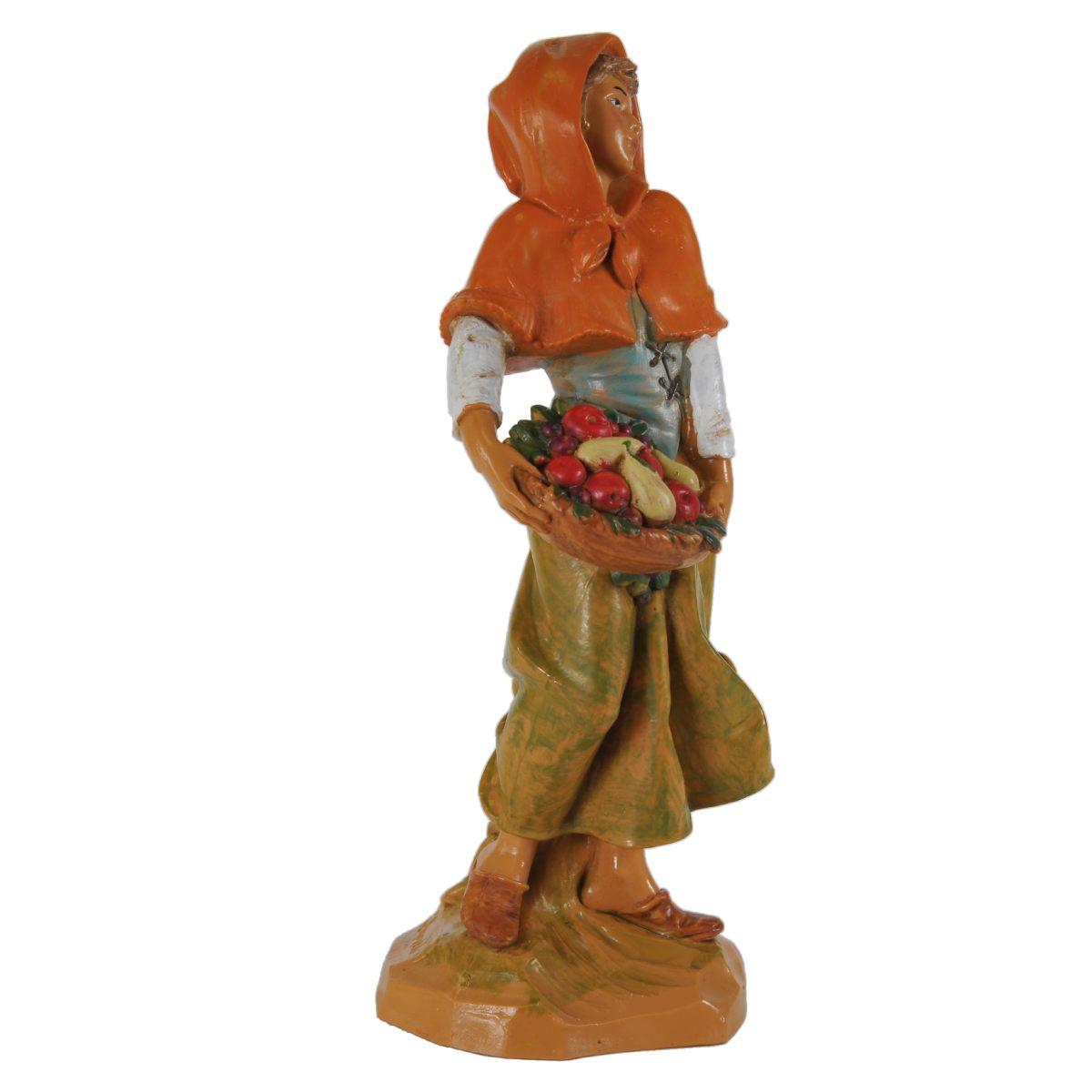 Statua cm.19 Pastorella con Cesta di Frutta | Fontanini