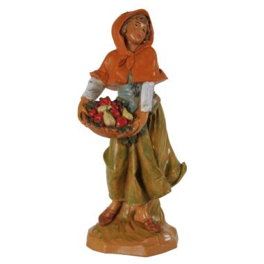 Statua cm.19 Pastorella con Cesta di Frutta | Fontanini