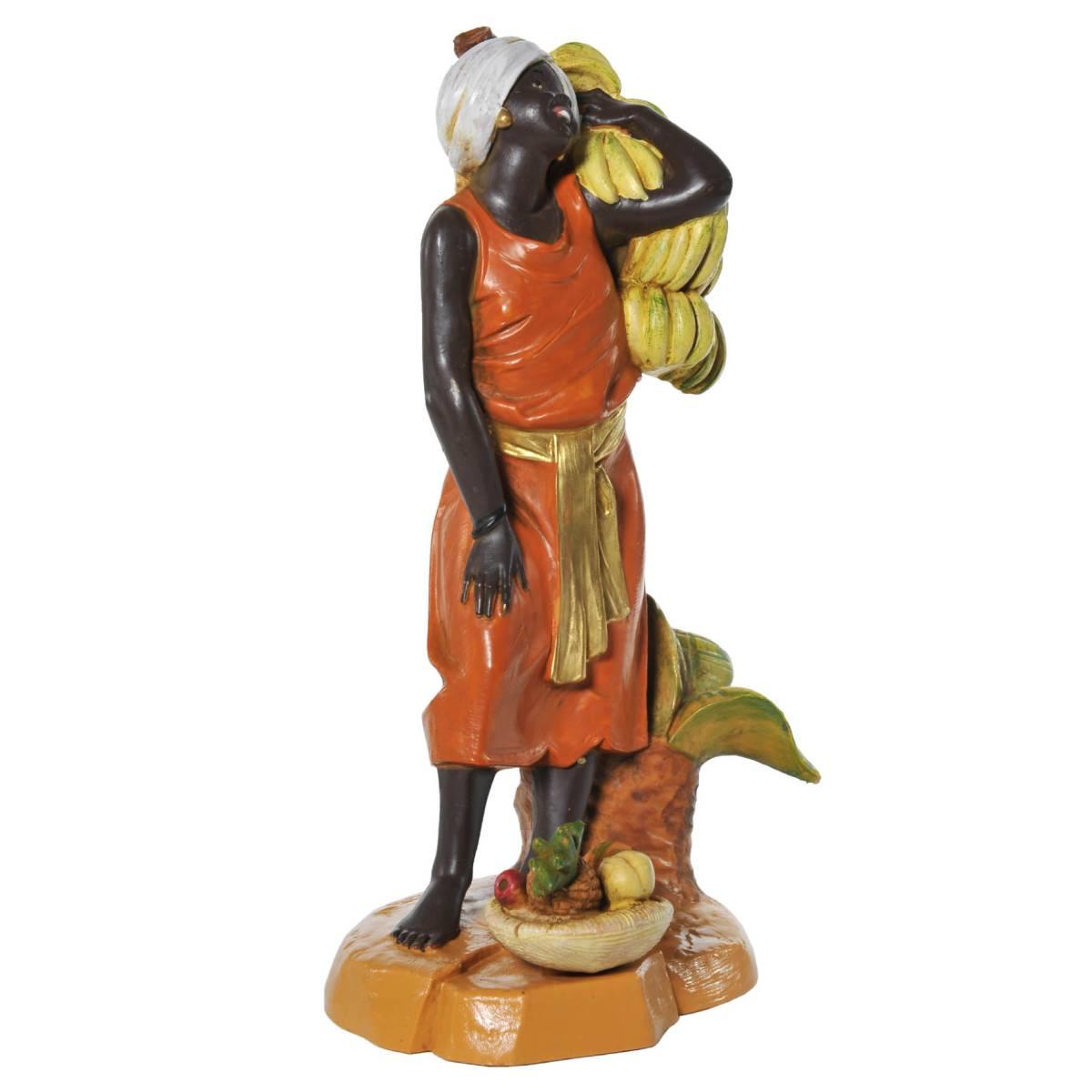 Statua cm.19 Pastorella con Banane e Frutta | Fontanini