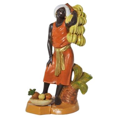 Statua cm.19 Pastorella con Banane e Frutta | Fontanini