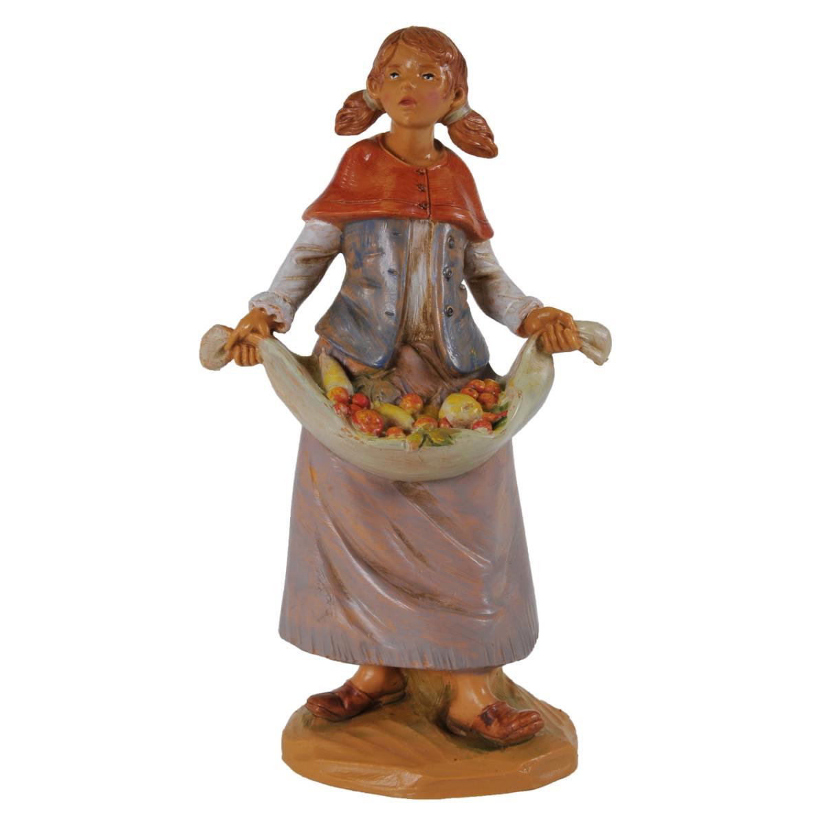 Statua cm.19 Pastorella con Frutta nel Sinale | Fontanini
