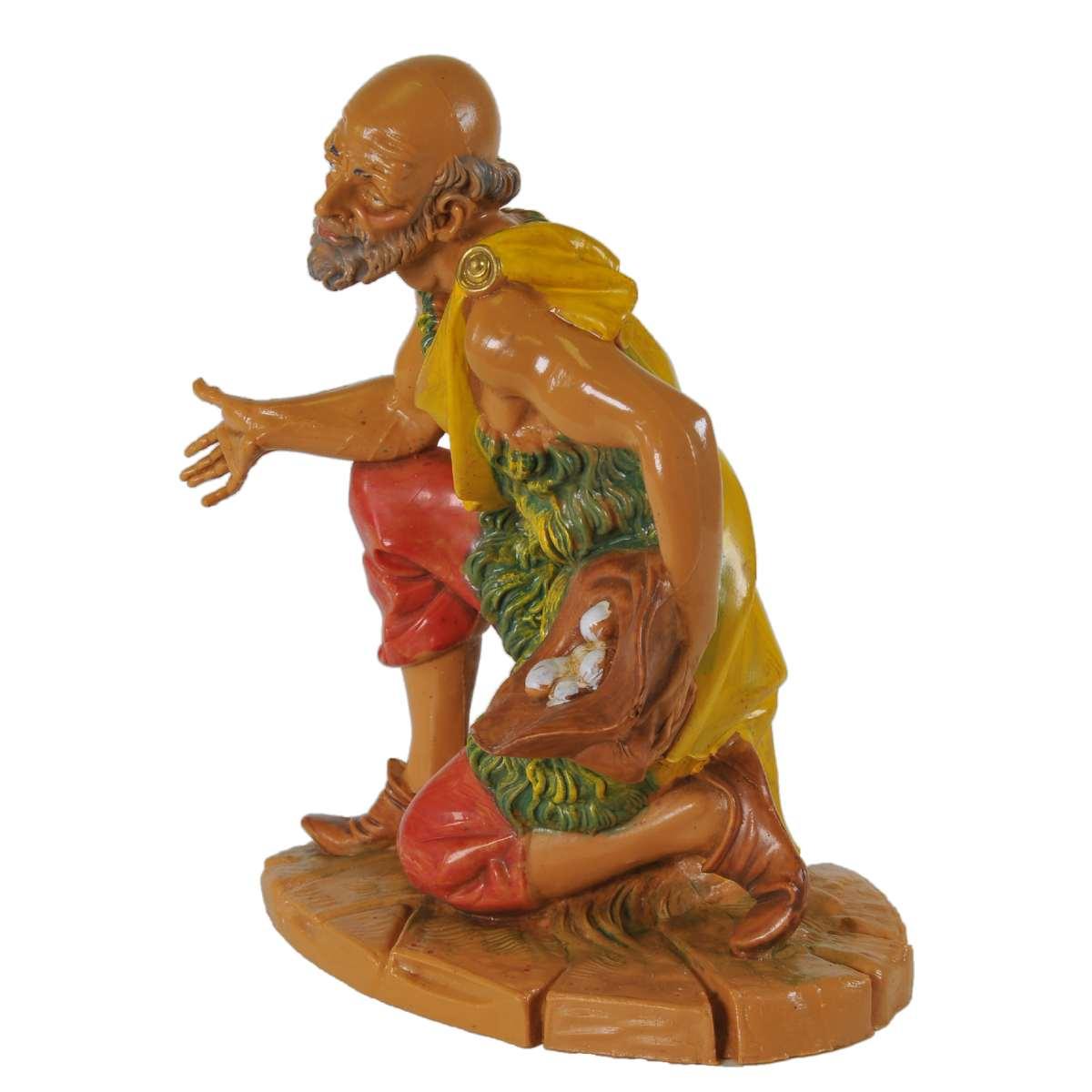 Statua cm.19 Pastore Inginocchiato con Cappello e Uova | Fontanini