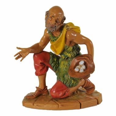 Statua cm.19 Pastore Inginocchiato con Cappello e Uova | Fontanini