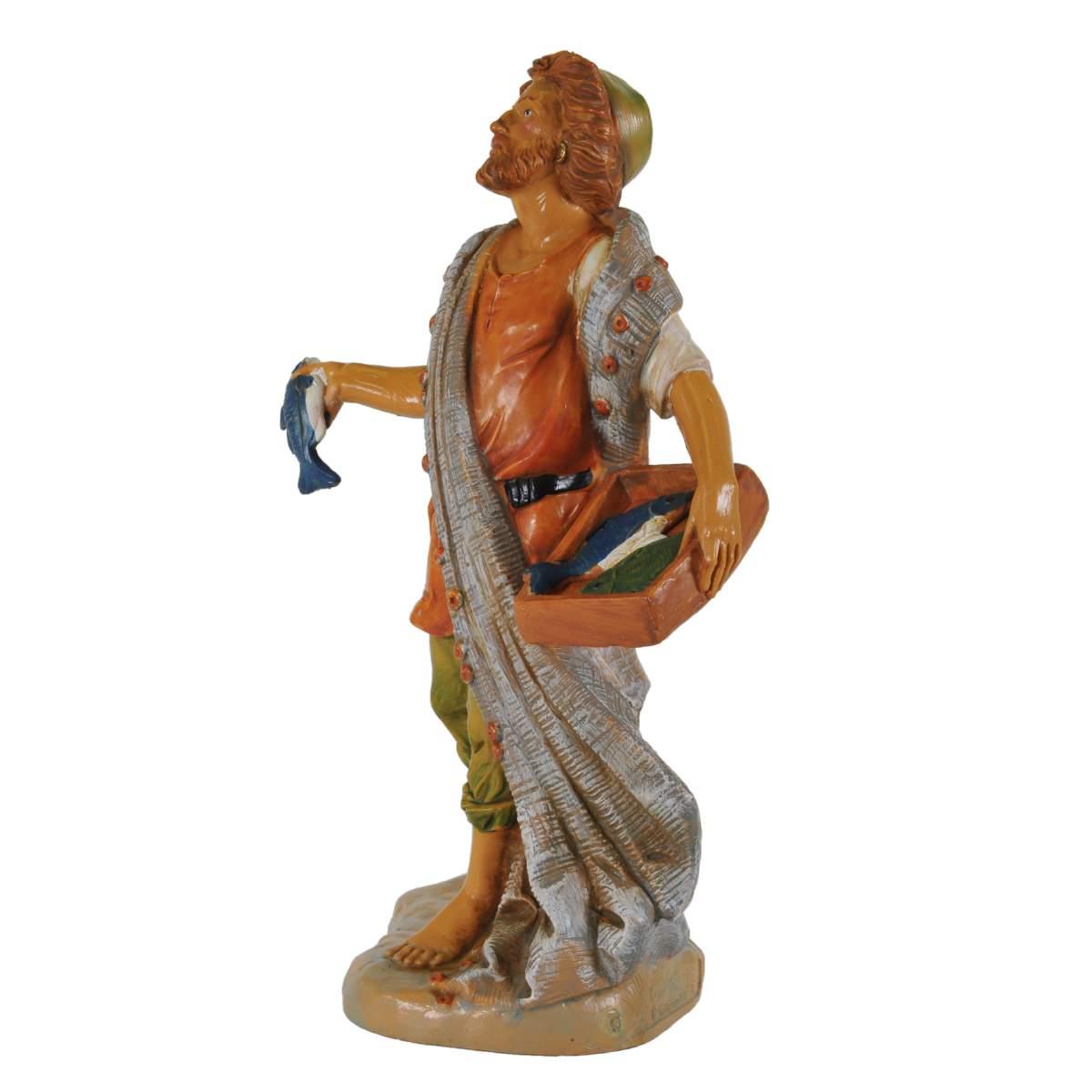 Statua cm.19 Pastore con Rete e Pesci | Fontanini