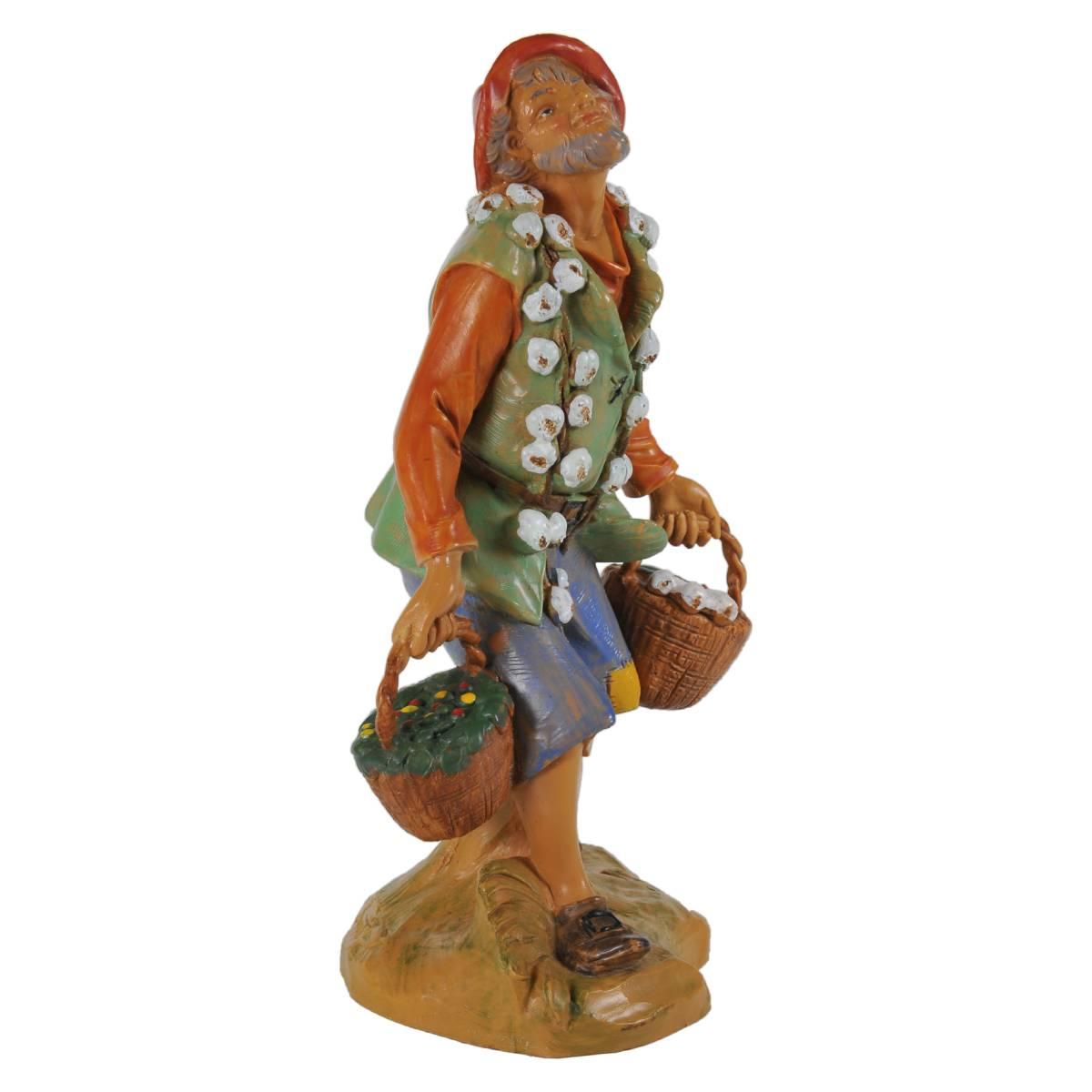 Statua cm.19 Pastore con Due Ceste e Aglio | Fontanini