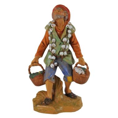 Statua cm.19 Pastore con Due Ceste e Aglio | Fontanini