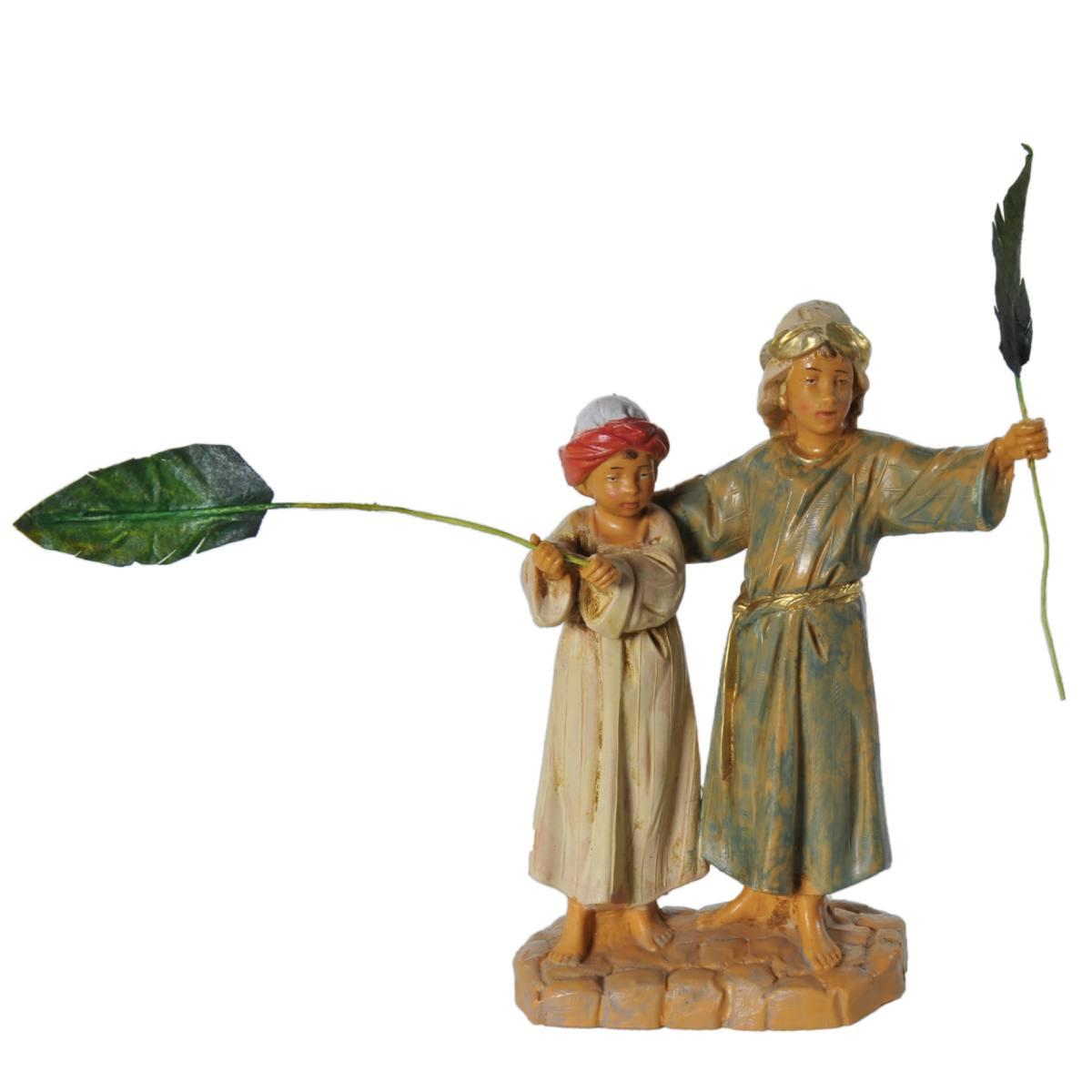 Statua presepe 12 cm bambini con palme