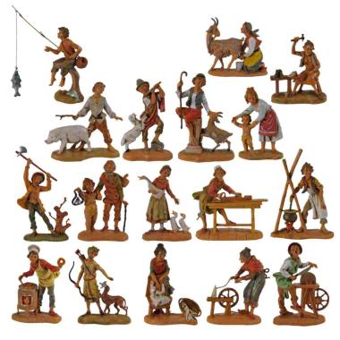 Statua cm.10 Pastori Doppi Assortiti Set pz.17 | Fontanini