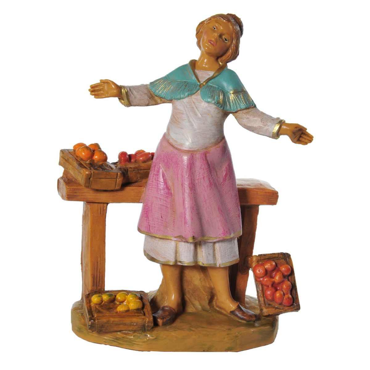 Statua cm.12 Zofia Donna con Banco Frutta | Fontanini