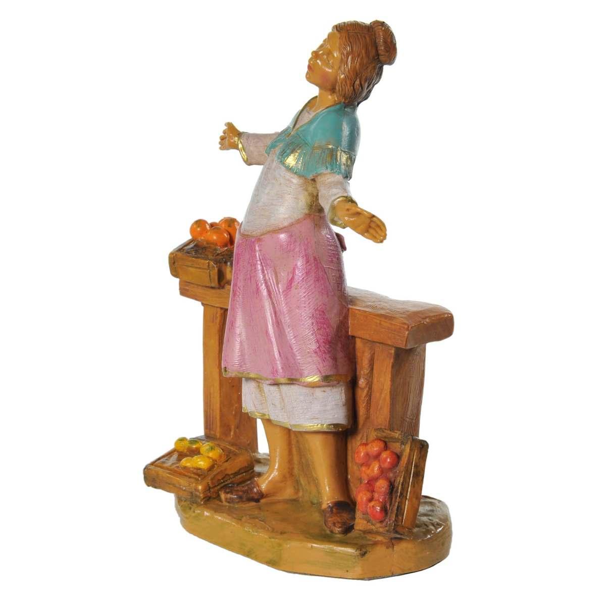 Statua cm.12 Zofia Donna con Banco Frutta | Fontanini