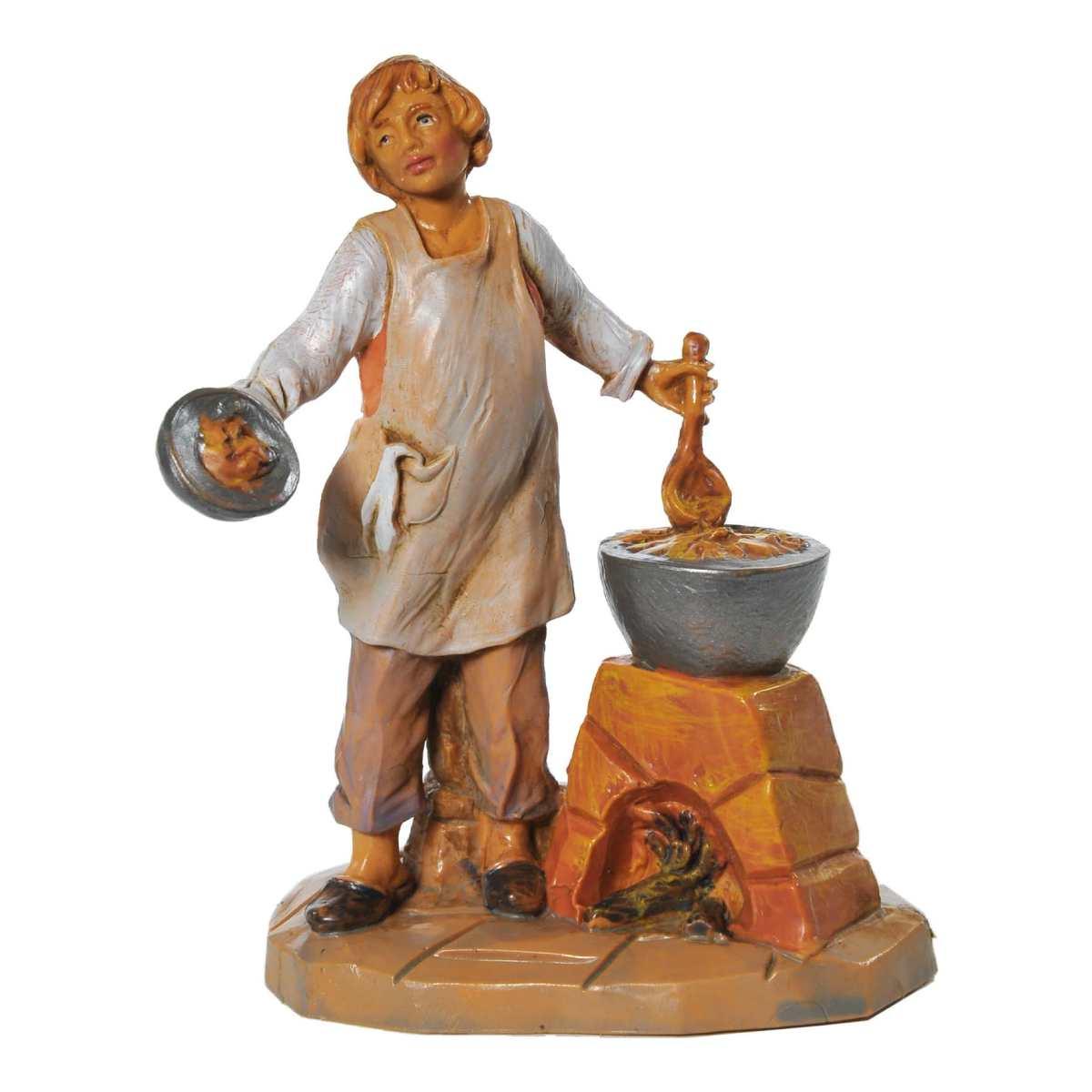 Statua cm.9,5 Bimbo con Pentola e Fuoco | Fontanini