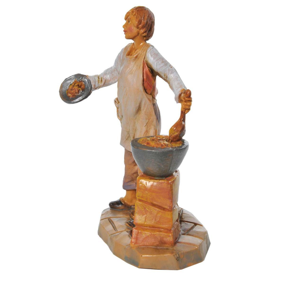 Statua cm.9,5 Bimbo con Pentola e Fuoco | Fontanini