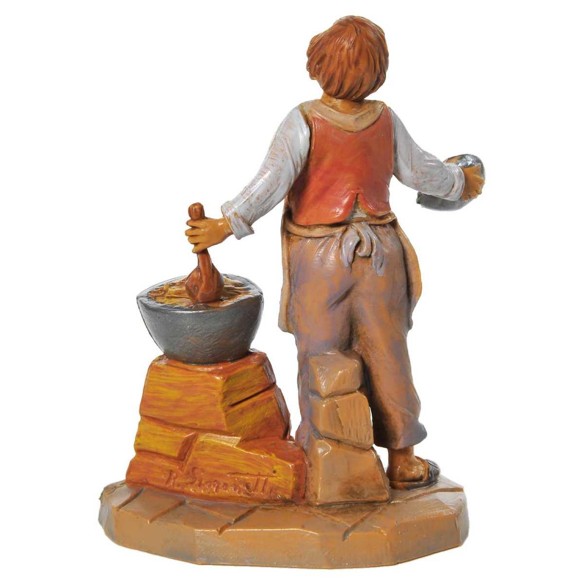Statua cm.9,5 Bimbo con Pentola e Fuoco | Fontanini