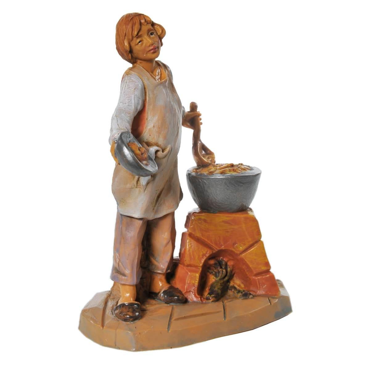 Statua cm.9,5 Bimbo con Pentola e Fuoco | Fontanini